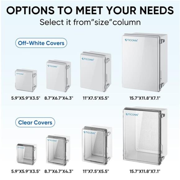 Waterproof Electrical Junction Box IP67 ABS Plastic Enclosure (8.7"x6.7"x4.3") - Picture 3 of 6